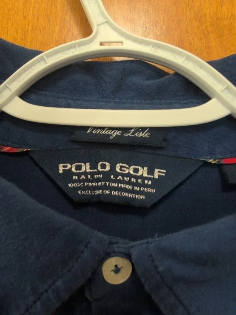 Polo Golf Ralph Lauren Vintage Lisle Men's L Blue Short Sleeve Polo Solid Pima